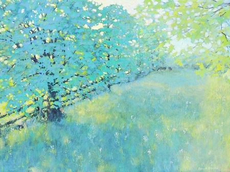 Green Pasture 30x40 inches on Wood Panel