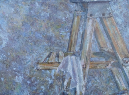 Step Ladder No I  18x24 inches  Acrylic  on Cradleboard