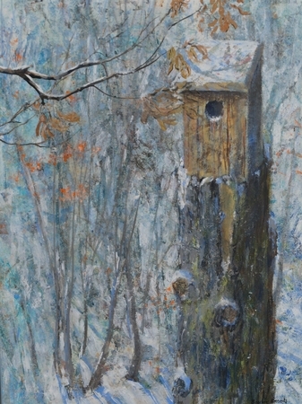 Winter Shelter  18x24 inches Acrylic on Cradleboard